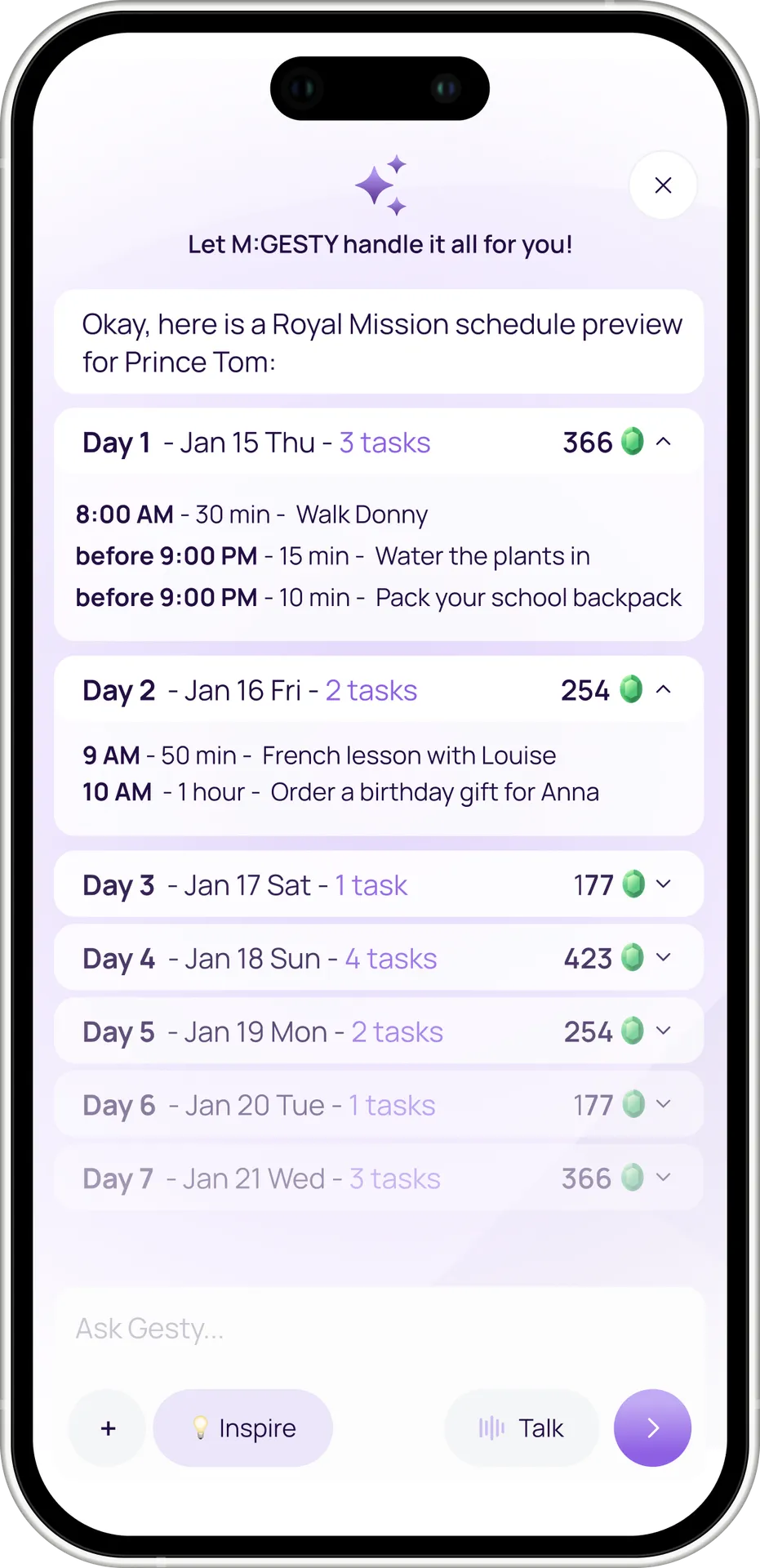 Royal Mission schedule preview